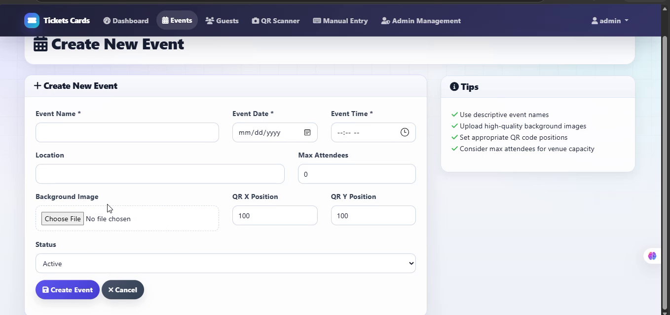 Create new event workflow