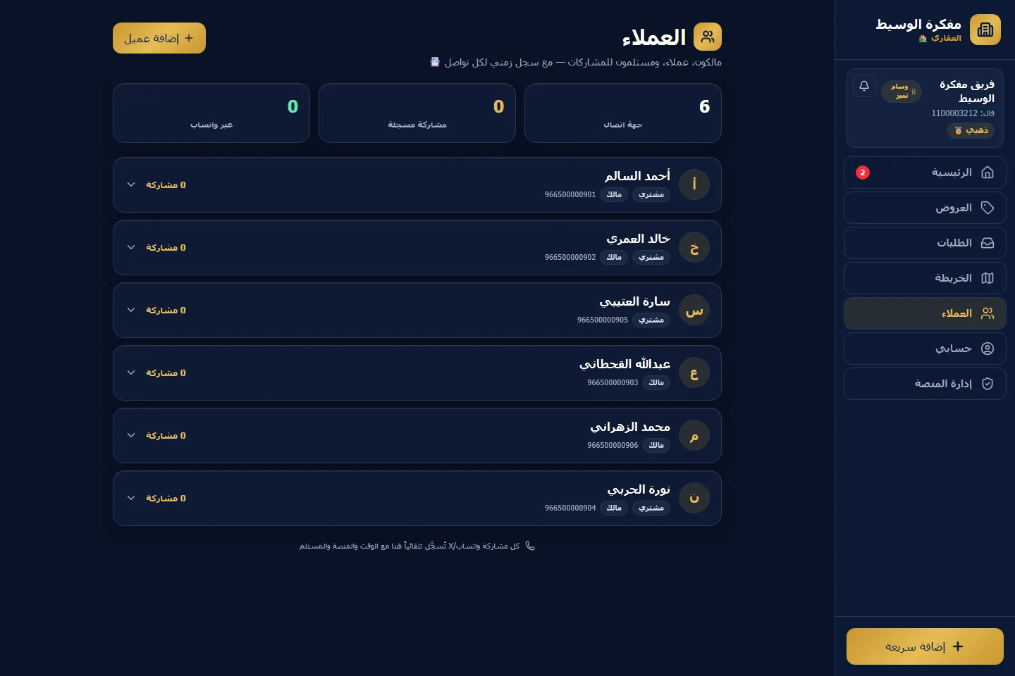 Mofakirat Al-Waseet — Real Estate Broker Workspace: Clients and owners